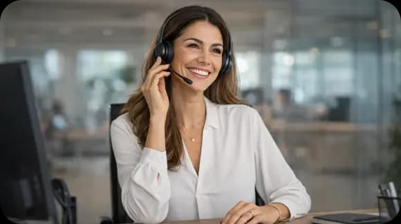 Support specialist with headset at a computer
